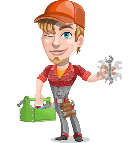 Auto Mechanic Guy Cartoon Vector Character AKA Kyle the Problem Solver